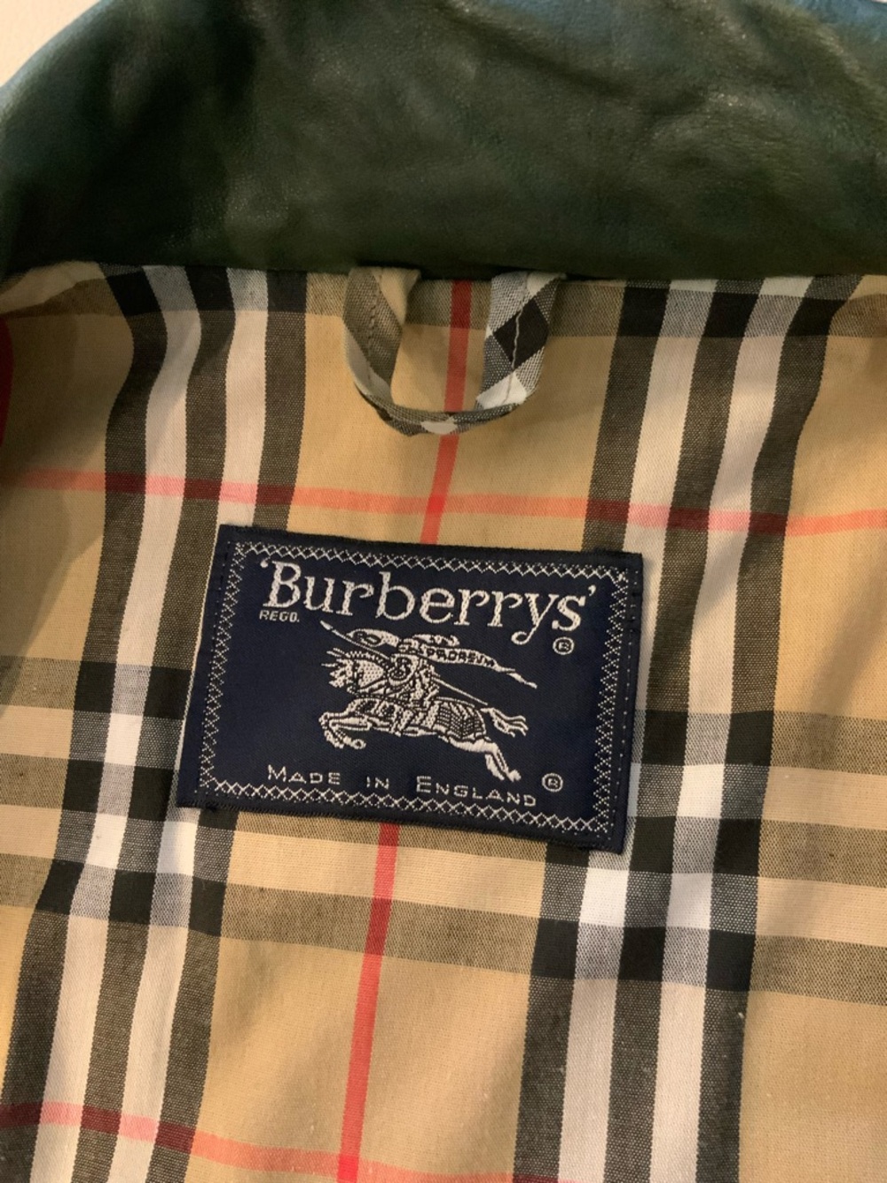 Vintage Burberry Quilted Sage Puffer Nova Check Jacket with Dark Green Collar - Picture 7 of 7